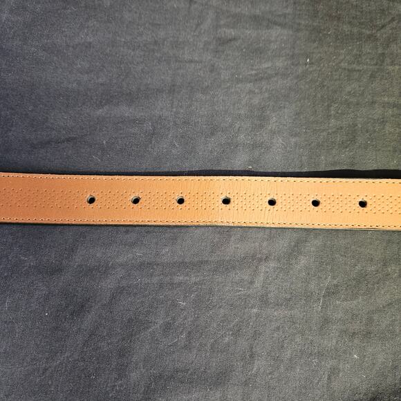 Light Brown Leather Belt Men's Size XL/XXL Silver Buckle Casual Everyday - Picture 4 of 6